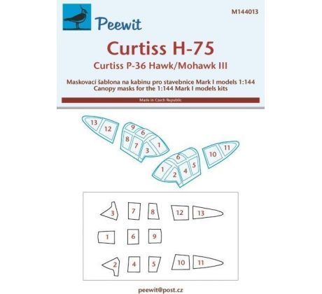 Curtiss P-36/H-75 Hawk/Mohawk III - Canopy Mask for Mark I Models