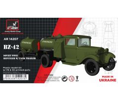 BZ-42 Soviet WWII refueler on GAZ-AA chassis w/ 1-axle fuel tank trailer