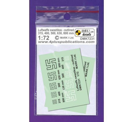 Luftwaffe Swastikas, outlined - Black and White, 2 sets