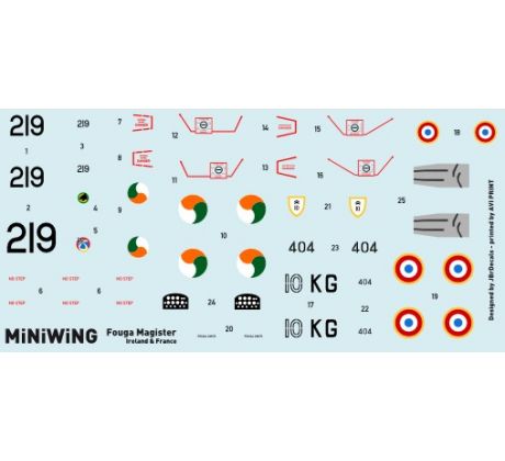 Decal set for Fouga MAGISTER (France / Ireland)