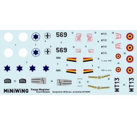 Decal set for Fouga MAGISTER (Israel / Belgium)