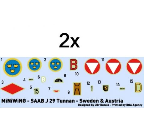 Decal set for Saab J-29F TUNNAN (Sweden / Austria)