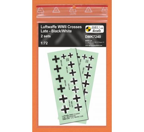 Luftwaffe WWII Crosses, late type - Black/White (2 sets)